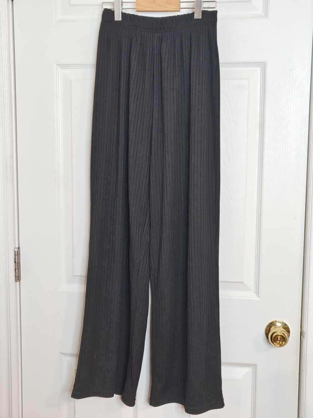 Women’s Black Ribbed Wide-Leg Pants Size XS